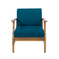 Kaleidoscope Acacia Wood Club Chair with Slat Paneling, Blue