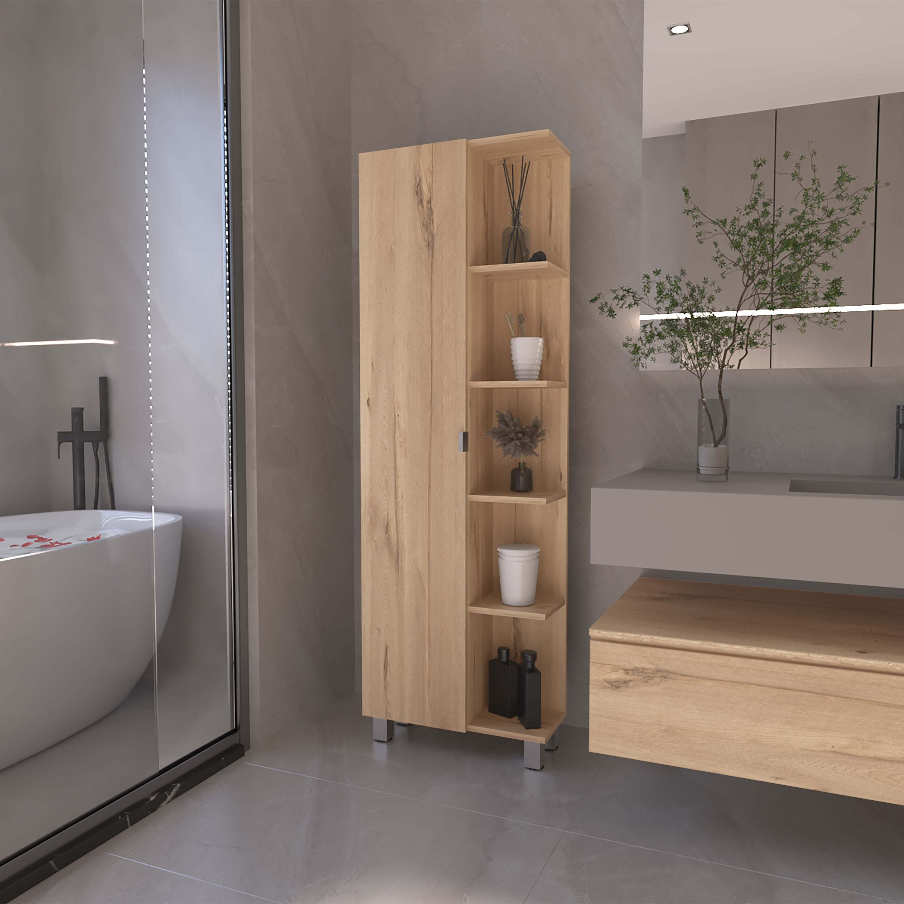 Portland 5-Shelf Linen Cabinet Light Oak