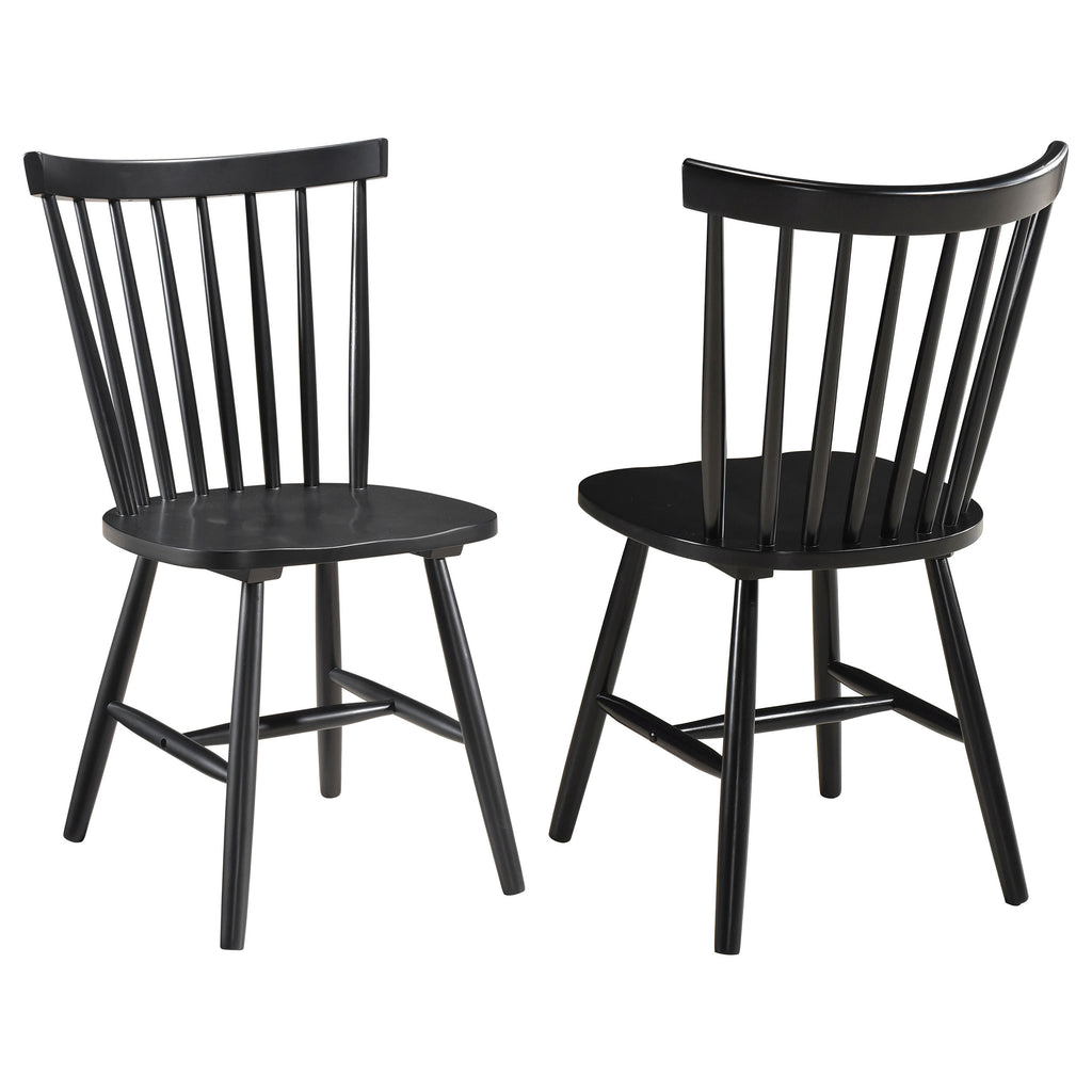 Hayward Black Wood Dining Side Chair Set of 2 - Traditional Farmhouse Style with Contoured Seat and Spindle Back in Rich Black Finish, Made from Asian Hardwood