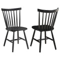Hayward Black Wood Dining Side Chair Set of 2 - Traditional Farmhouse Style with Contoured Seat and Spindle Back in Rich Black Finish, Made from Asian Hardwood