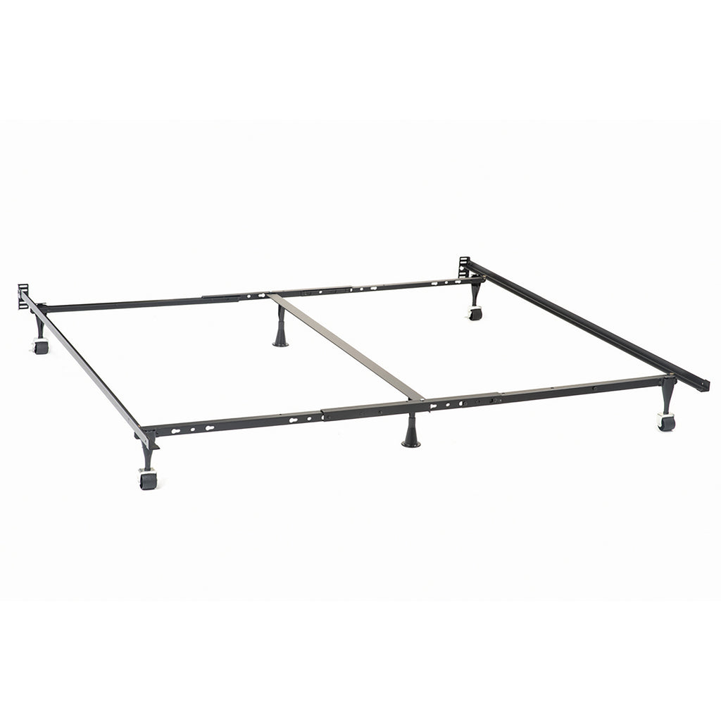 Deverton Black Metal Queen or Eastern King or Cal King Bed Frame with Center Support and Adjustable Design