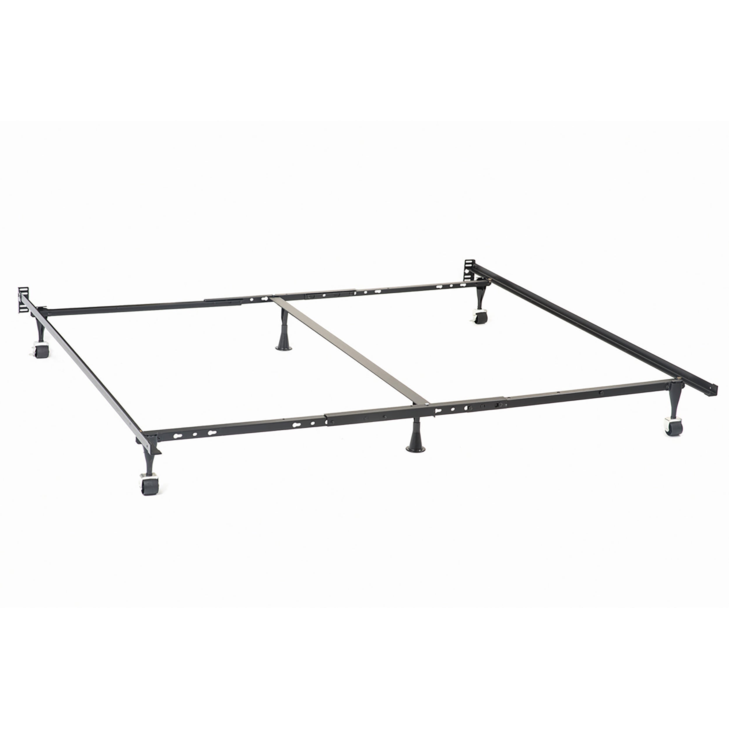 Deverton Black Metal Queen or Eastern King or Cal King Bed Frame with Center Support and Adjustable Design