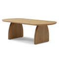 Modern Oval Coffee Table with Solid Wood Veneer in Natural Wood Finish, 47.24' Wide Center Table for Living Room, Apartment, or Office, Easy-Assembly Design
