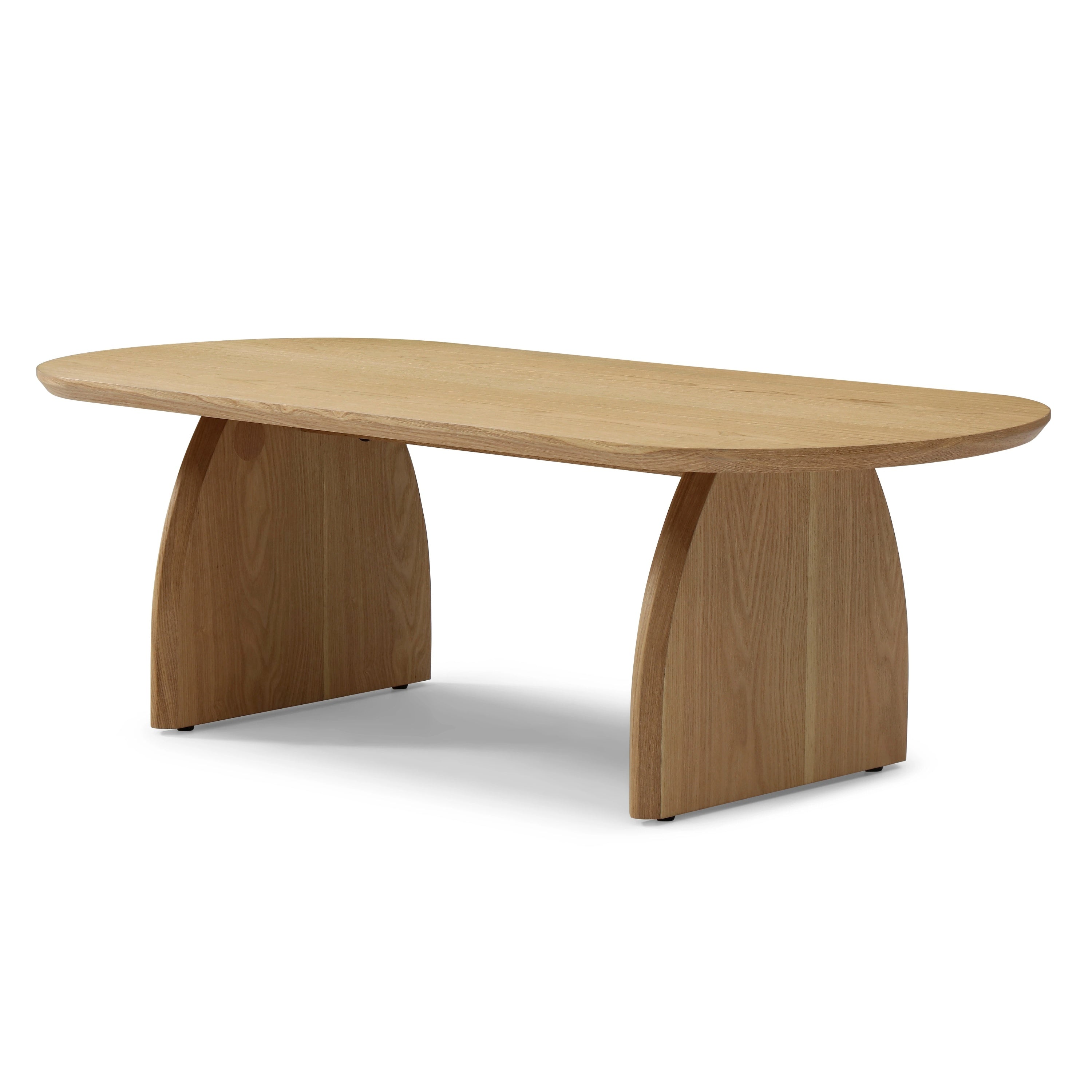 Modern Oval Coffee Table with Solid Wood Veneer in Natural Wood Finish, 47.24' Wide Center Table for Living Room, Apartment, or Office, Easy-Assembly Design