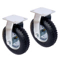 2PCS 8IN CASTER pneumatic tire rigrid, Caster Wheel, Rigid Plate, Steel Hub with Ball Bearings, 5/8-Inch Bore Centered Axle -black