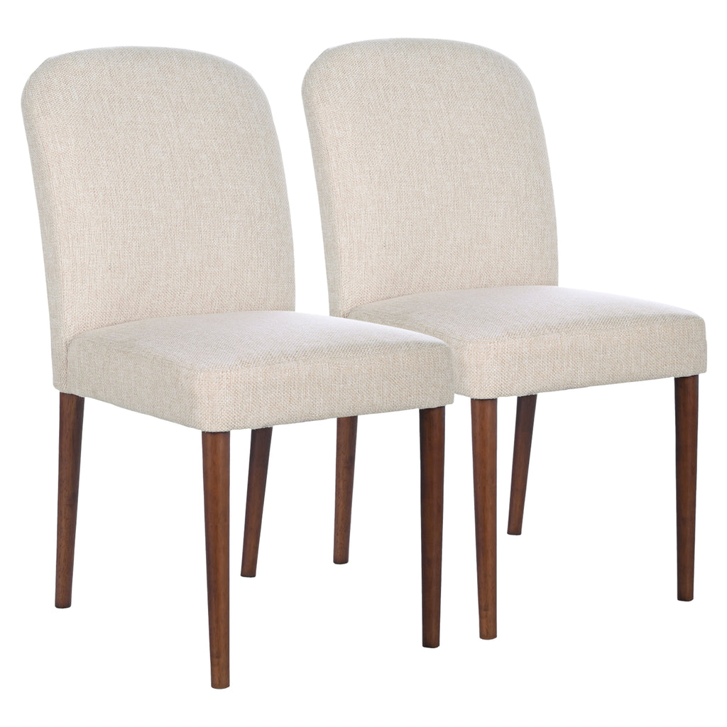 Capri Beige Fabric Dining Chair Set of 2 with Solid Wood Structure and Linen Blend Upholstery