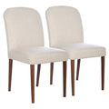 Capri Beige Fabric Dining Chair Set of 2 with Solid Wood Structure and Linen Blend Upholstery