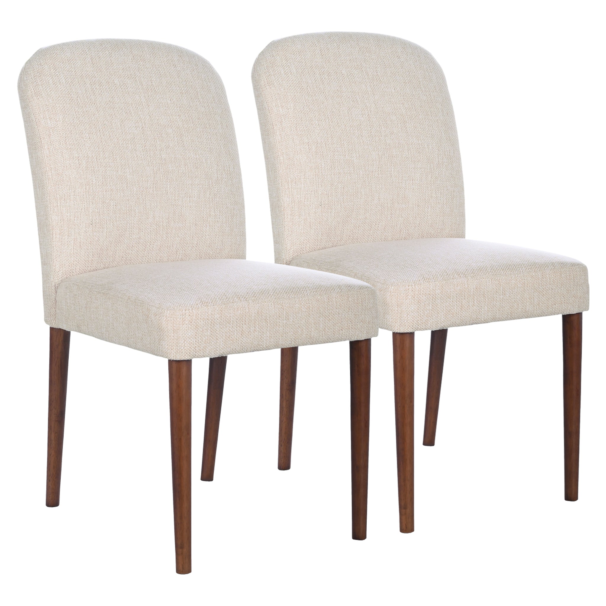 Capri Beige Fabric Dining Chair Set of 2 with Solid Wood Structure and Linen Blend Upholstery
