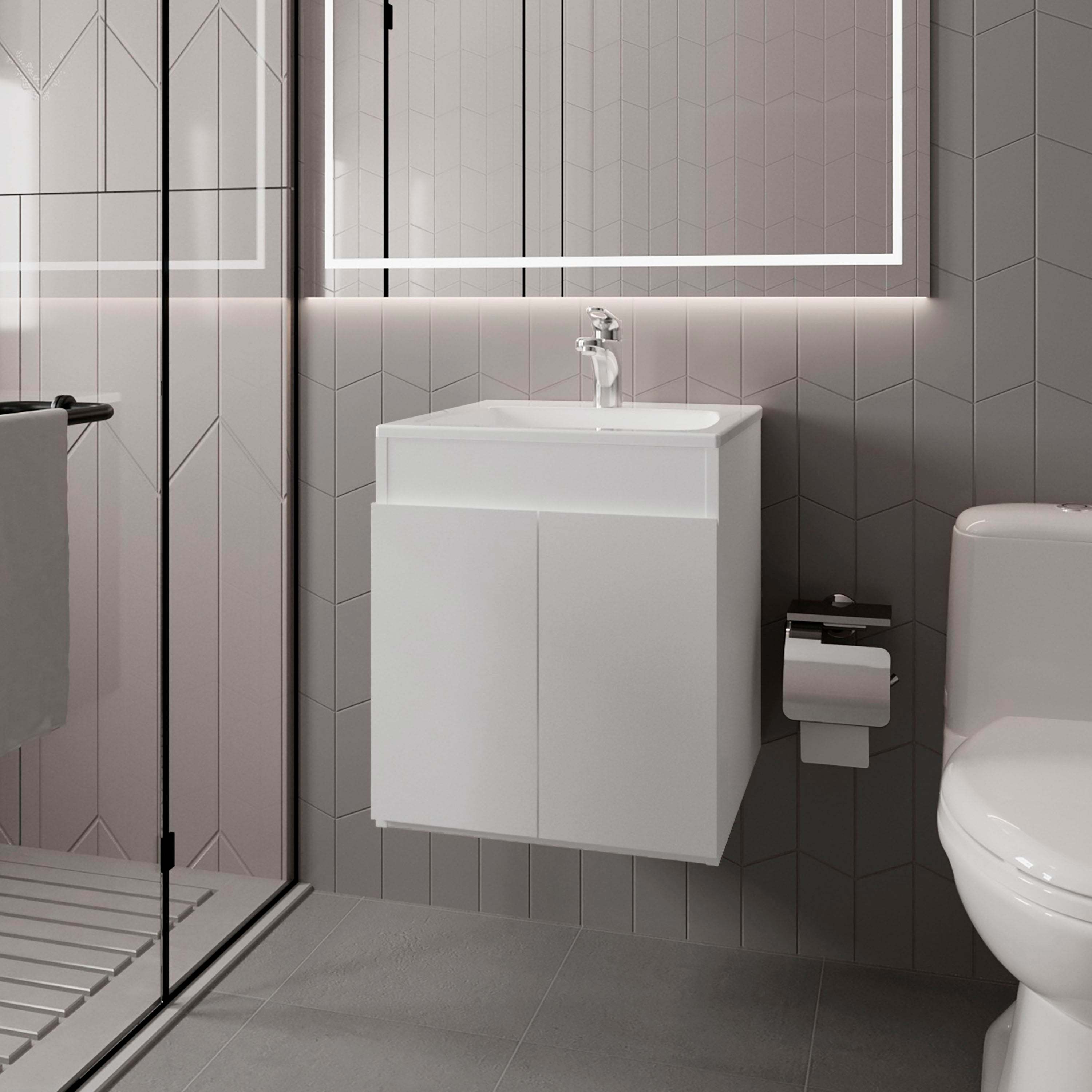 White Bathroom Vanity with two Doors