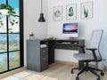 Smokey Oak 2-Drawer 1-Shelf L-Shaped Computer Desk