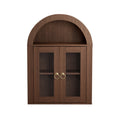 Wall Mounted Arched Cabinet with Glass Doors, Light and Adjustable Shelves for Laundry Room, Bathroom, Kitchen