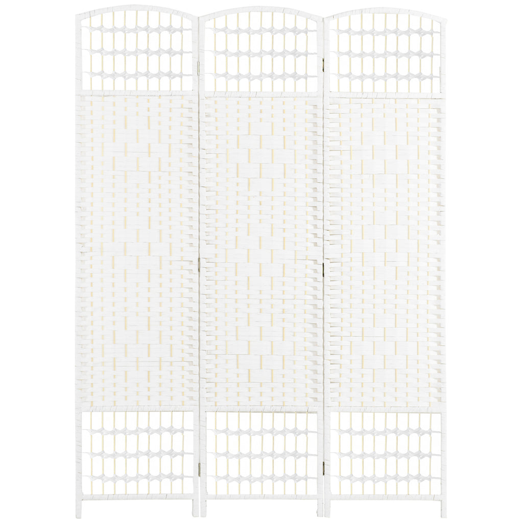 3 Panel Room Divider, Folding Privacy Screen, 5.6' Room Separator, Wave Fiber Freestanding Partition Wall Divider for Rooms, Home, Office, White