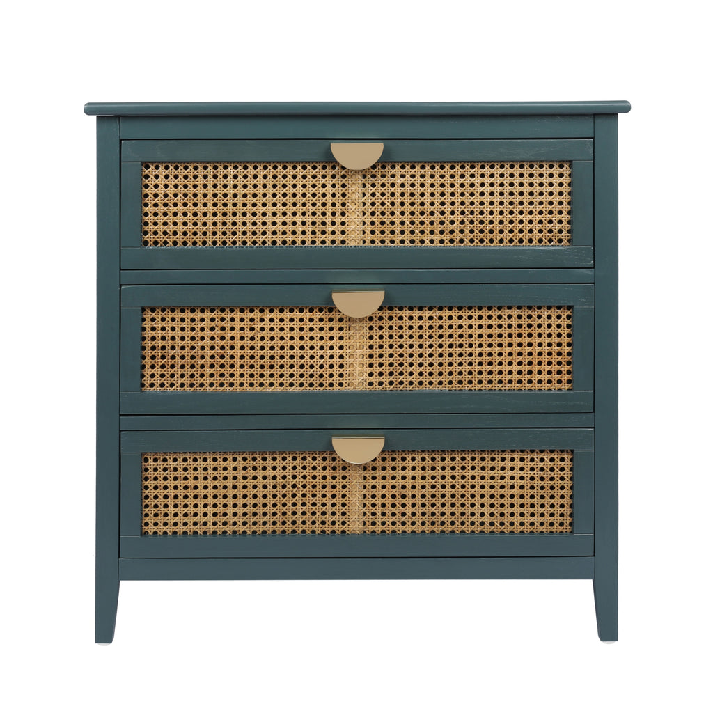 3 Drawer Cabinet, Natural rattan, American Furniture, Suitable for bedroom, living room, study