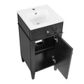 Black French Style 16-inch Bathroom Vanity with Ceramic Sink, Freestanding Single Vanity Set, Soft-Closing Door, Adjustable Shelf, Solid Wood Feet, MDF Cabinet
