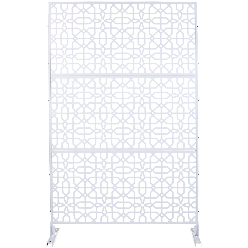 Outdoor & Indoor Privacy Screen Metal Privacy Screen 76' H×48' W, Freestanding Decorative Privacy Screen for Deck Balcony Patio, Privacy Fence Panels for Outside Lawn Garden PS106 WHITE