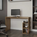Natural Oak Computer Desk with Open Storage and Open Shelf