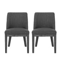 Modern Rustic Dining Chair Set of 2 with Solid Wood Frame and Charcoal Fabric Upholstery