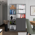 Micco 2 Piece 2 Piece Home Bookcase set, 42' Wide  with 8 Shelves and Double Door Cabinet, Living Room Set Matte Gray - White