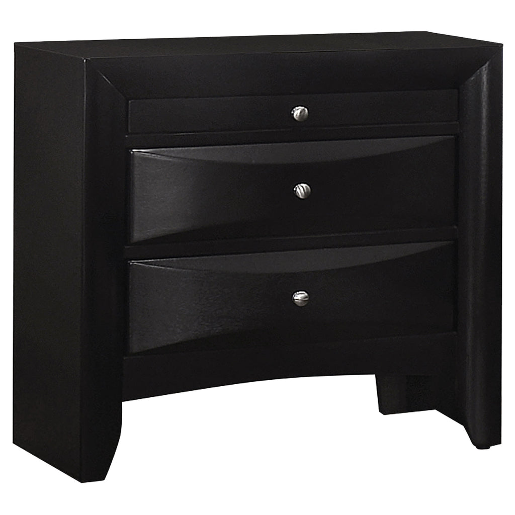 Vollenhove Black 2-Drawer Nightstand with Pull-out Tray: Modern Storage Solution in Black Finish, Crafted from Particle Board and Okume Veneer, 25.75 x 16.75 x 25.5 Inches