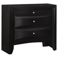 Vollenhove Black 2-Drawer Nightstand with Pull-out Tray: Modern Storage Solution in Black Finish, Crafted from Particle Board and Okume Veneer, 25.75 x 16.75 x 25.5 Inches