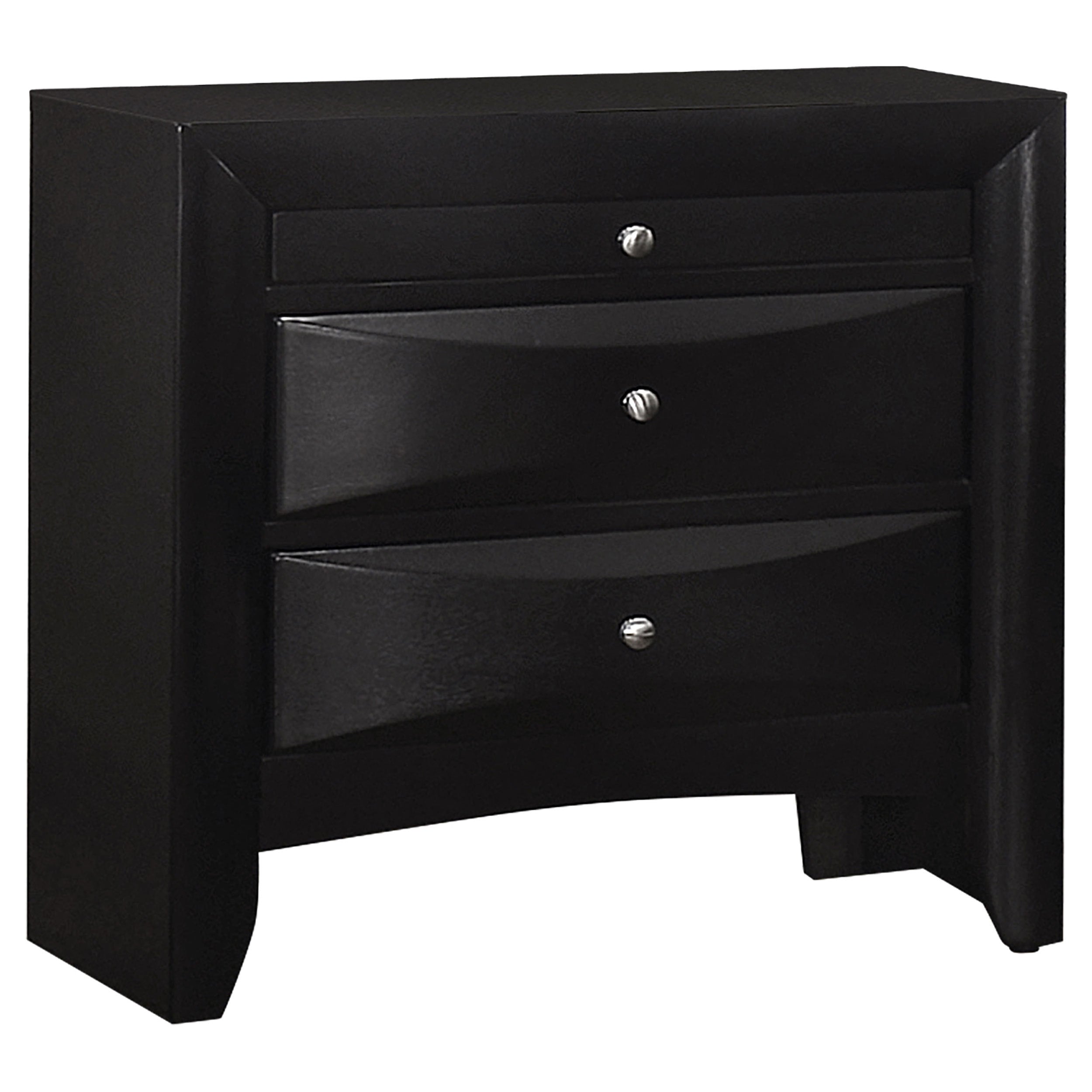 Vollenhove Black 2-Drawer Nightstand with Pull-out Tray: Modern Storage Solution in Black Finish, Crafted from Particle Board and Okume Veneer, 25.75 x 16.75 x 25.5 Inches