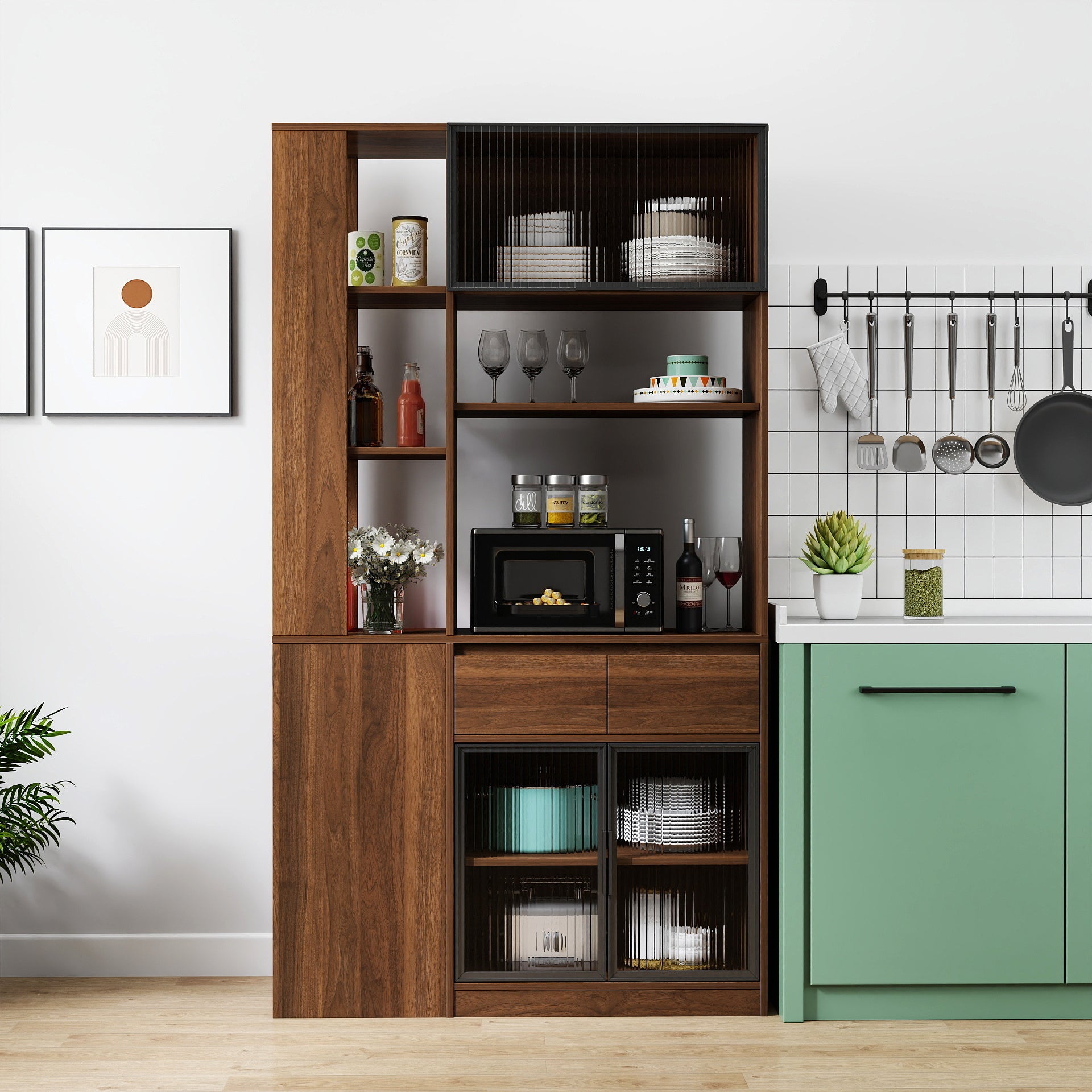 70.87'H Tall Storage Cabinet with Multi-functional storage spac, Modern Wooden Entrance Organizer for Hallway, Living Room