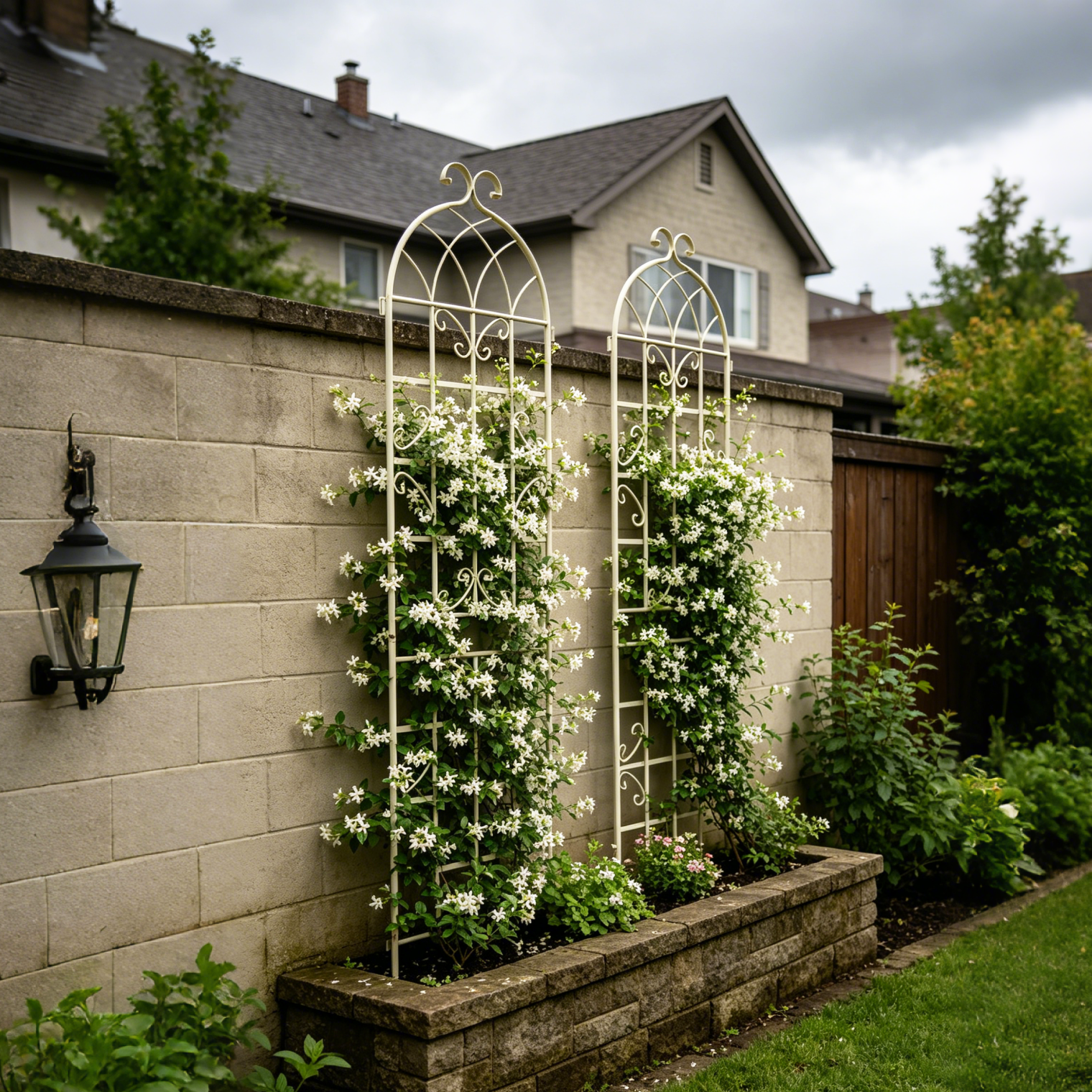 2 Pack Metal Garden Trellis 86.7' x 19.7' Rustproof Trellis for Climbing Plants Outdoor Flower Support Cream White