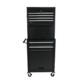 6-Drawer Lockable Tool Cabinet on Wheels – Black Steel Rolling Tool Chest with Detachable Toolbox – 2-in-1 Garage Workshop Storage Organizer with 4 Universal Casters