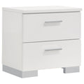 Dulcey White High Gloss 2-Drawer Nightstand: Modern Storage Solution with Sleek Finish, Durable Wood Frame, and Compact Design
