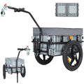 2-in-1 Bike Cargo Trailer with Foldable Storage Box, Removable & Waterproof Cover, Bicycle Trailer w/Quick Release 16' Wheels, 70L Large Capacity, Black+Gray
