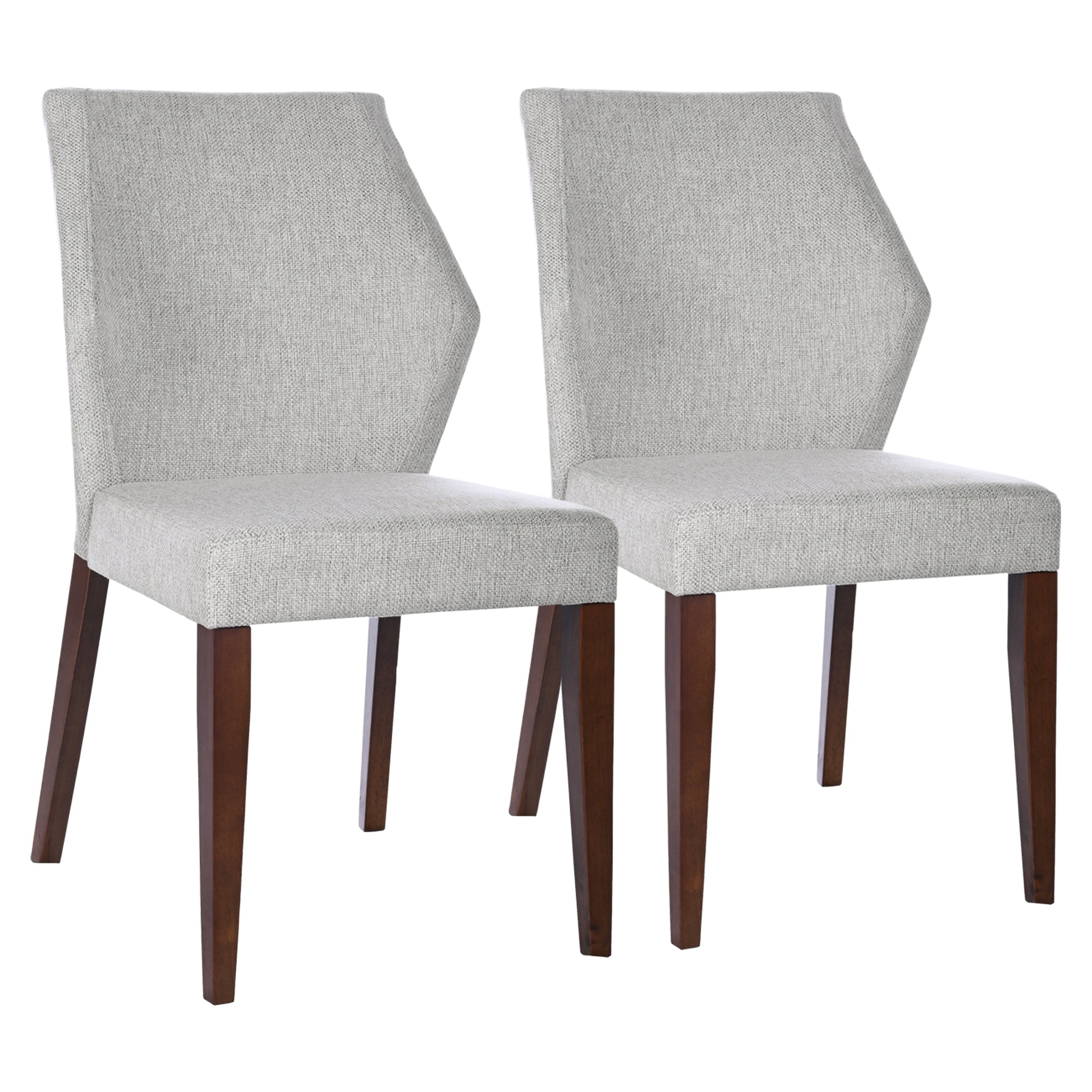 Luca Light Grey Fabric Dining Chair Set Of 2 - Comfortable Seating with Solid Wood Frame