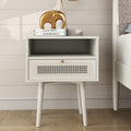 Feeney Dual-tier Storage Nightstand, Side Table, Cream White