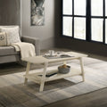 Metz Mid-Century Modern Wood Shelf Coffee Table, Off-White Finish