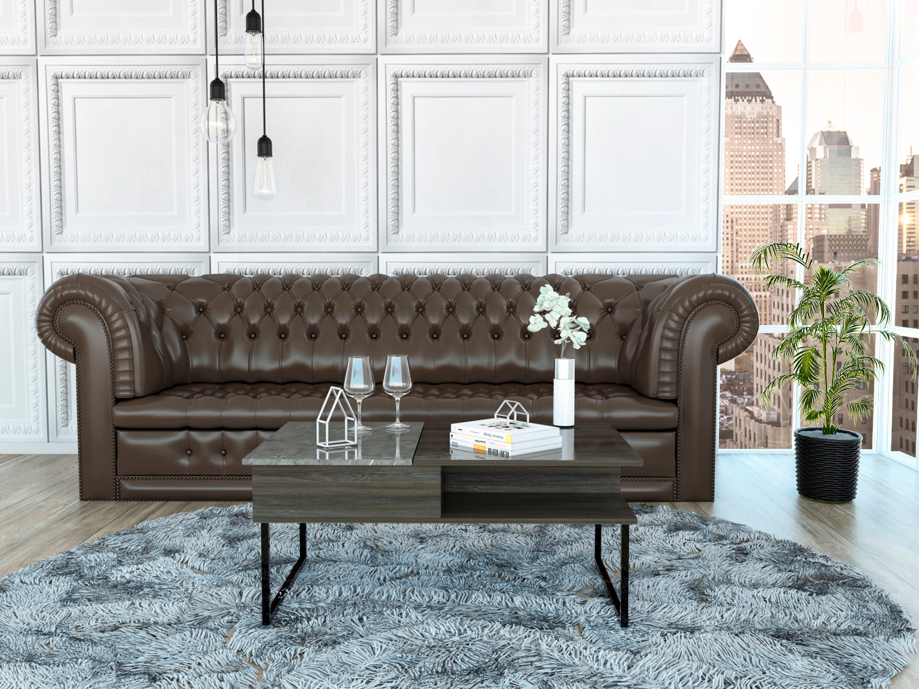 Armin Lift Top Coffee Table, One Shelf -Espresso / Onyx