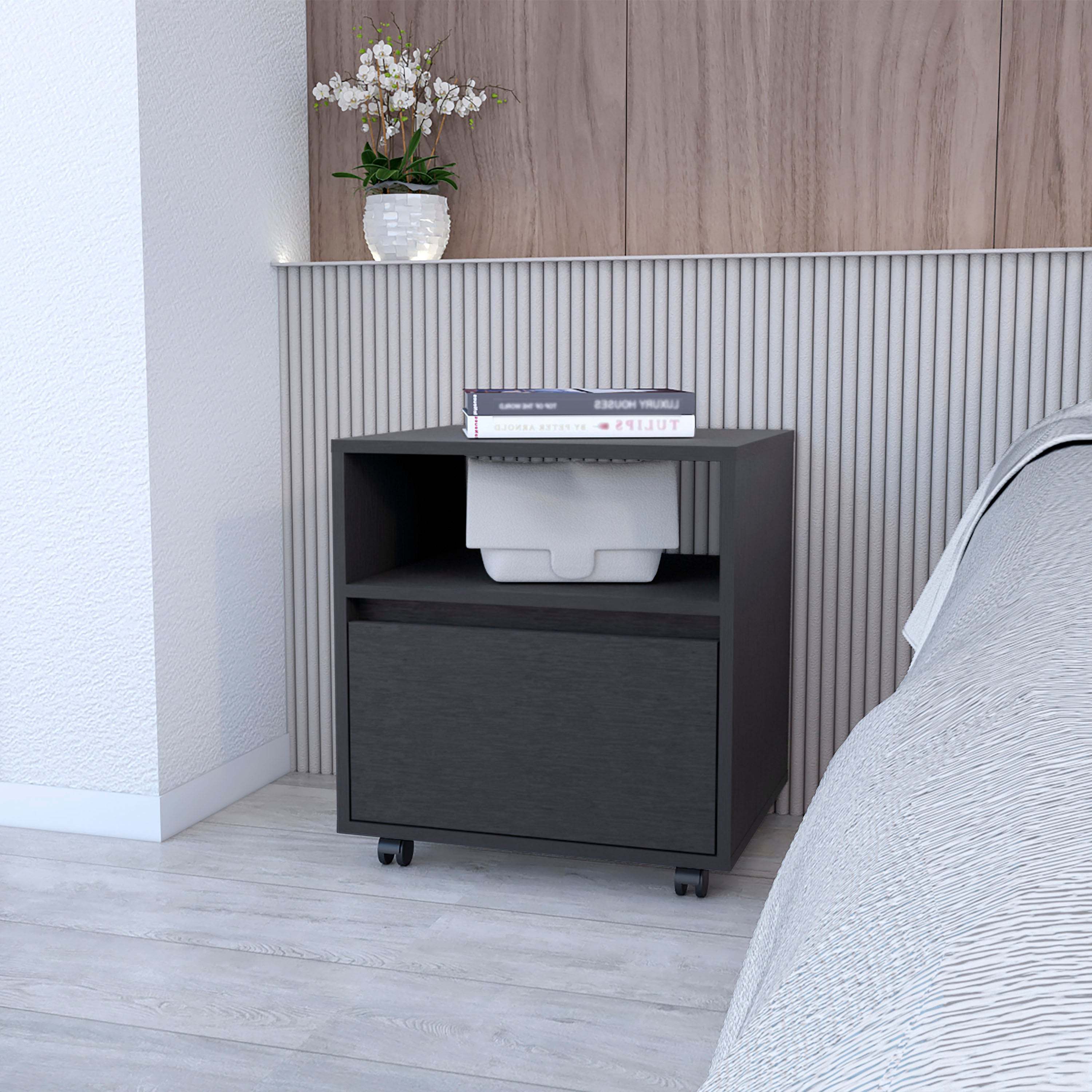 Wenge 1-Drawer Nightstand