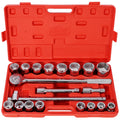 21PCS 3/4' DRIVE SOCKET SET 6 POINTS,SAE Size,Red Blow Case