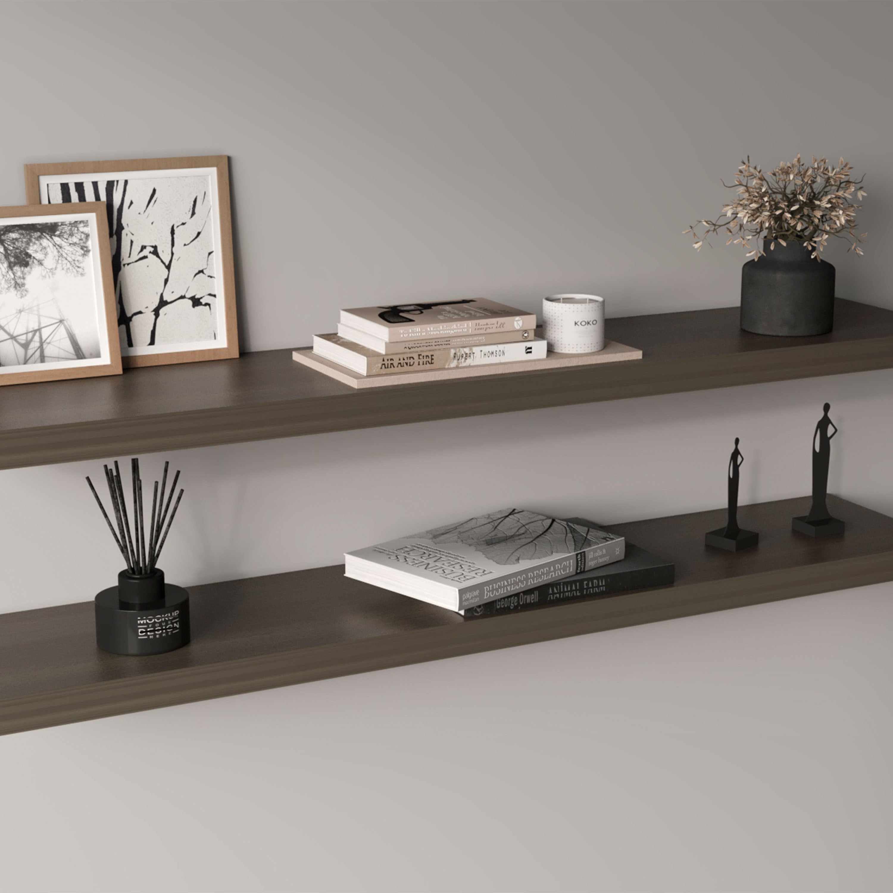 Ecco 47' Wide Floating Shelves Set Of 2, Shelves For Wall Decor For Bedroom, Bathroom Storage Shelves, Book Shelves For Living Room, Olive