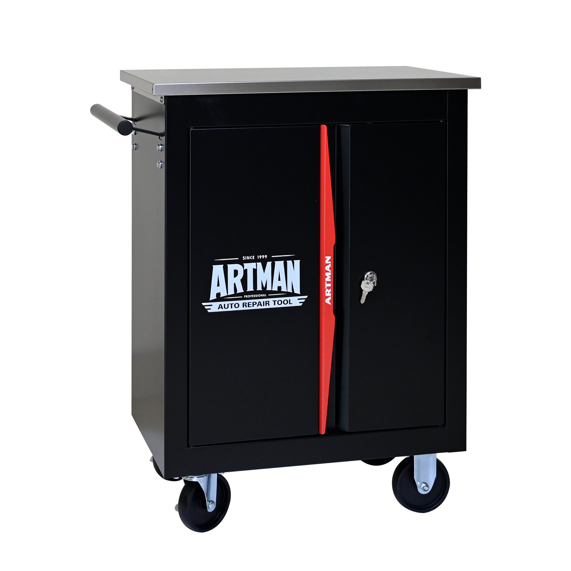 DOUBLE-DOOR CLAPBOARDl MULTI-FUNCTION TOOL CART--BLAK&RED