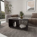 Wengue Coffee Table with Open Storage and Caster Wheels