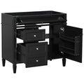 Modern Black Bathroom Vanity with 2 Drawers and Tip-out Drawer, Solid Wood Frame & MDF Board, 36'' Storage Cabinet