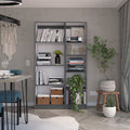2 Piece Bookcase Living Room Set,  Storage Cabinet, 42' Wide and 9 Shelves Matt Gray / White