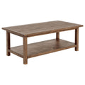Castleton Rustic Distressed Brown Wood Coffee Table with Shelf in Modern Farmhouse Style