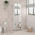 Urano Mirror Linen Cabinet, Four Interior  Shelves, Five External Shelves -White