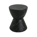 Modern Outdoor Lightweight Concrete MGO Side/End Table with Black Marble Finish