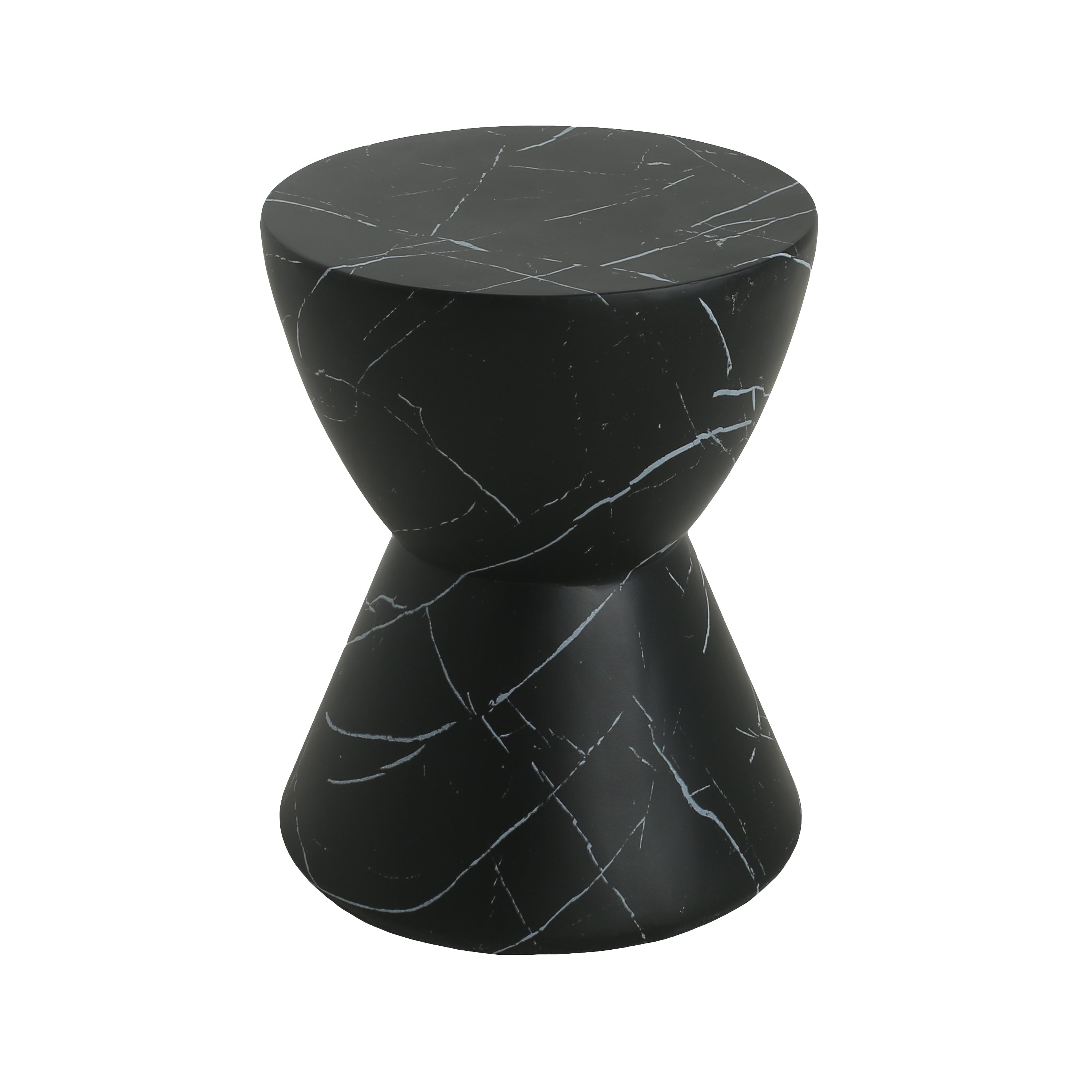 Modern Outdoor Lightweight Concrete MGO Side/End Table with Black Marble Finish