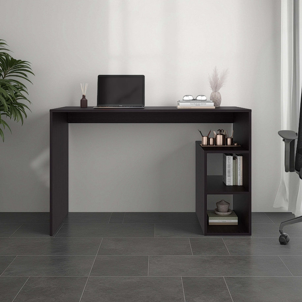 Wenge Office Desk with Storage and Minimalist Design