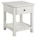 Castleton Distressed White 1-Drawer Wood End Table with Shelf - White Wood, 20x20x24.25 inches