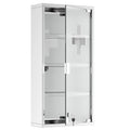 kleankin Wall Mounted Medicine Cabinet, Locking Wall Cabinet with 4 Tier Shelves, Stainless Steel Frame and Glass Door, Lockable with 2 Keys, Silver, 12' x 24'