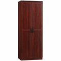 63' 2-Door Kitchen Pantry, Freestanding Storage Cabinet with 5-tier Shelving and 2 Adjustable Shelves for Dining Room, Cherry Wood Color