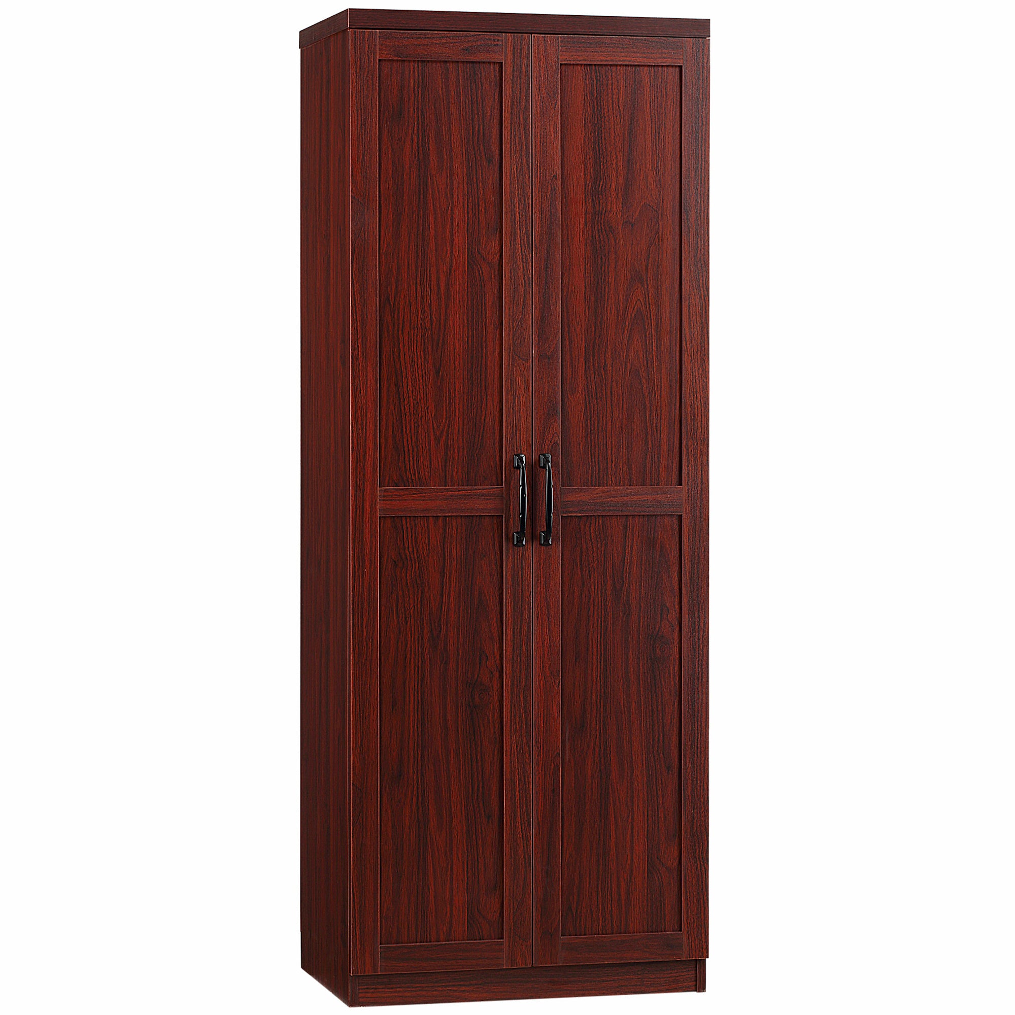 63' 2-Door Kitchen Pantry, Freestanding Storage Cabinet with 5-tier Shelving and 2 Adjustable Shelves for Dining Room, Cherry Wood Color